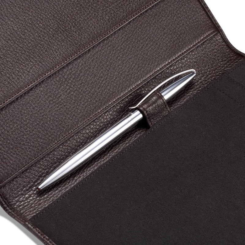 HISCOW Leather Junior Padfolio for Men & Women with Pen Loop, Italian Calfskin, Business Portfolio Notebook Folder (Pebbled Coffee) - Image 4